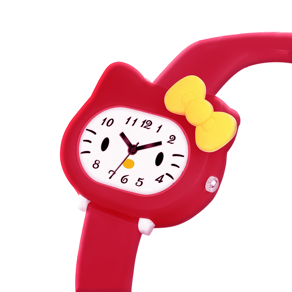 LOOKHAA Babykitty Red Analog Watch for Girls Kids with Cute Bow lookhaa