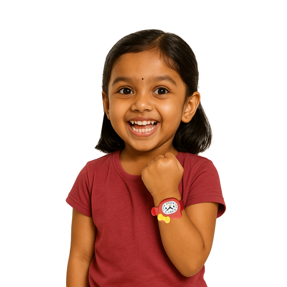 LOOKHAA Babykitty Red Analog Watch for Girls Kids with Cute Bow lookhaa