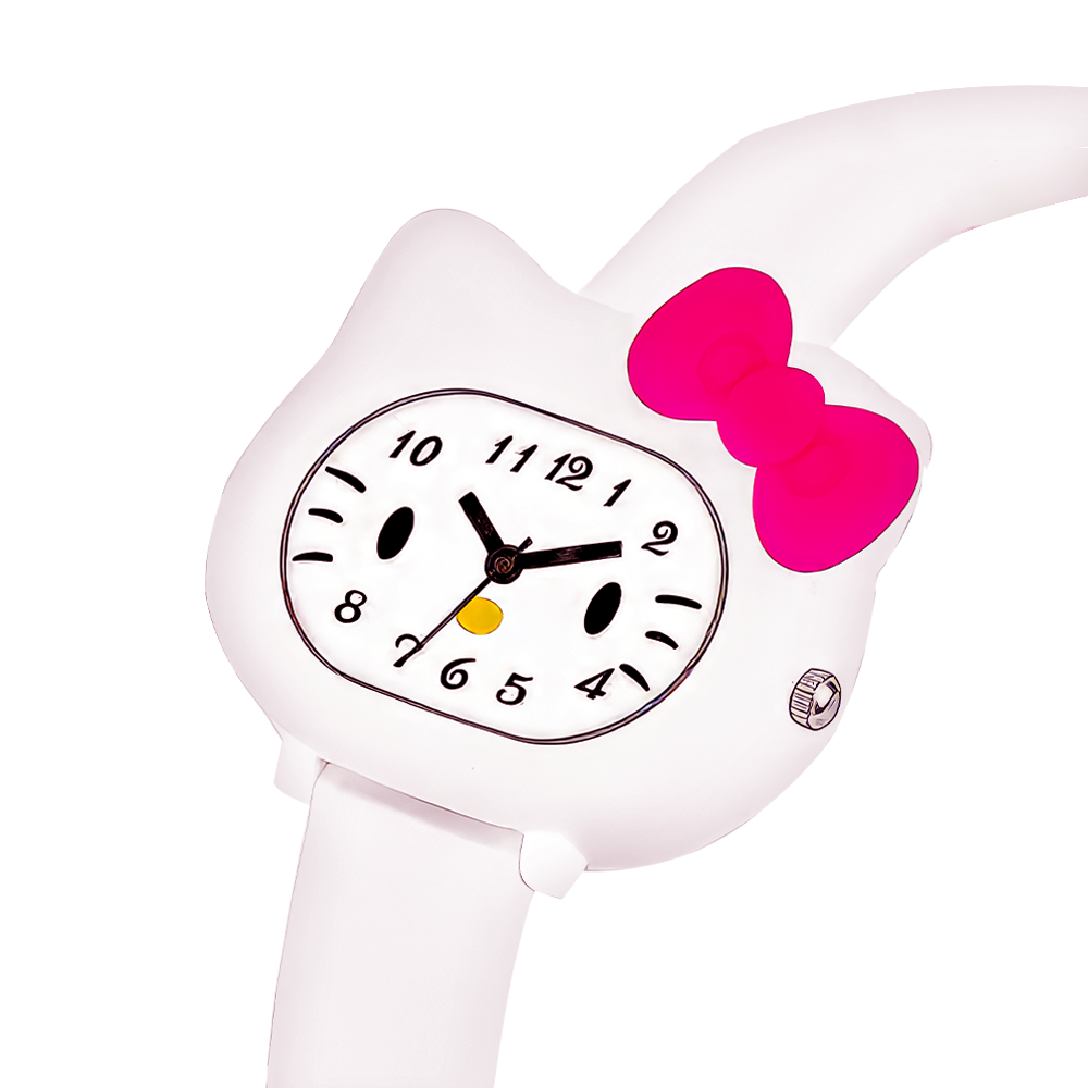 LOOKHAA Babykitty White Analog Watch for Girls Kids with Cute Bow lookhaa