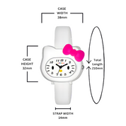 LOOKHAA Babykitty White Analog Watch for Girls Kids with Cute Bow lookhaa