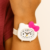 LOOKHAA Babykitty White Analog Watch for Girls Kids with Cute Bow lookhaa