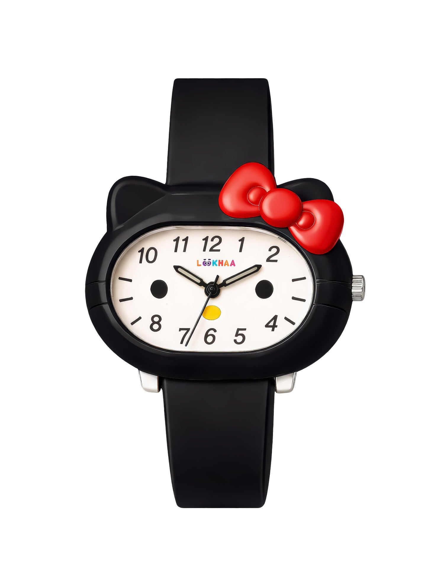 LOOKHAA Babykitty Black Analog Watch for Girls Kids with Cute Bow lookhaa