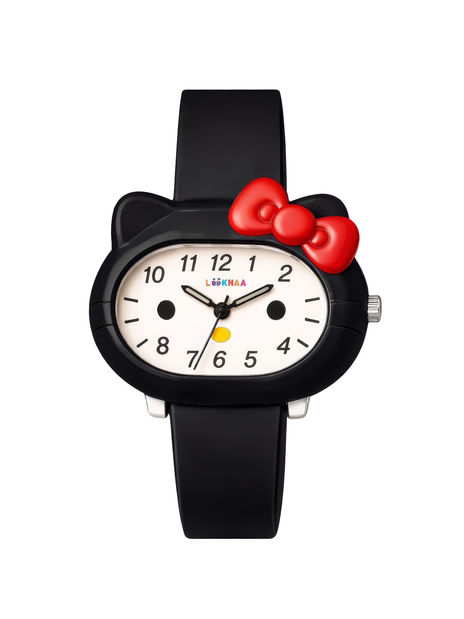 LOOKHAA Babykitty Black Analog Watch for Girls Kids with Cute Bow lookhaa