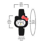LOOKHAA Babykitty Black Analog Watch for Girls Kids with Cute Bow lookhaa
