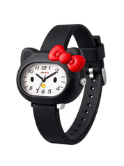 LOOKHAA Babykitty Black Analog Watch for Girls Kids with Cute Bow lookhaa