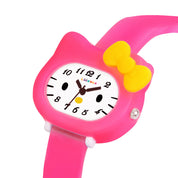 LOOKHAA Babykitty Pink Analog Watch for Girls Kids with Cute Bow lookhaa