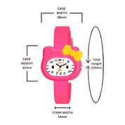 LOOKHAA Babykitty Pink Analog Watch for Girls Kids with Cute Bow lookhaa