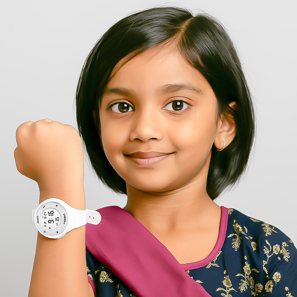 LOOKHAA Solid Digital Sports Watch - White lookhaa
