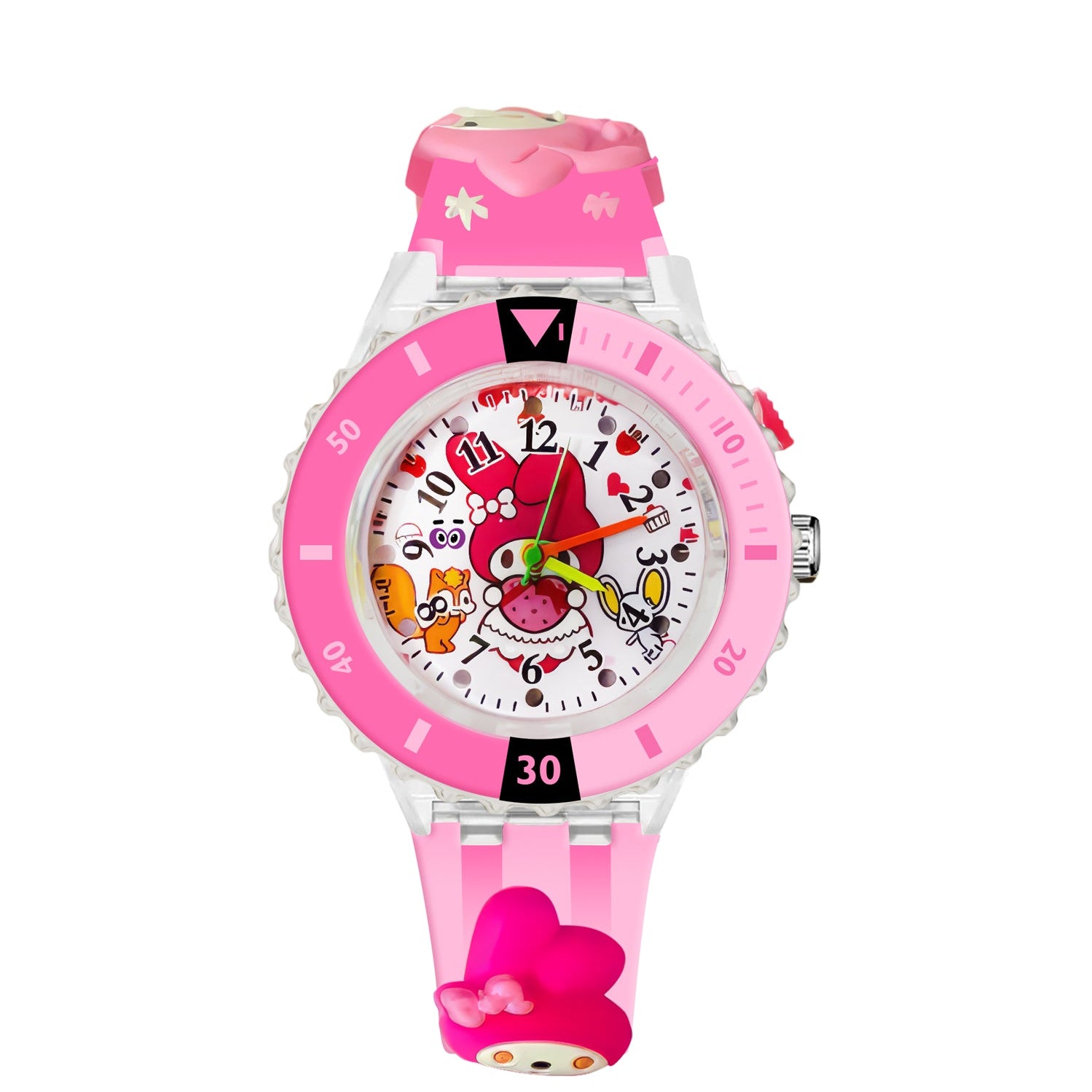 LOOKHAA Kids 3D Cartoon My Melody Multi Color Analog LED Lights Watch for Girls Kids- pNK lookhaa
