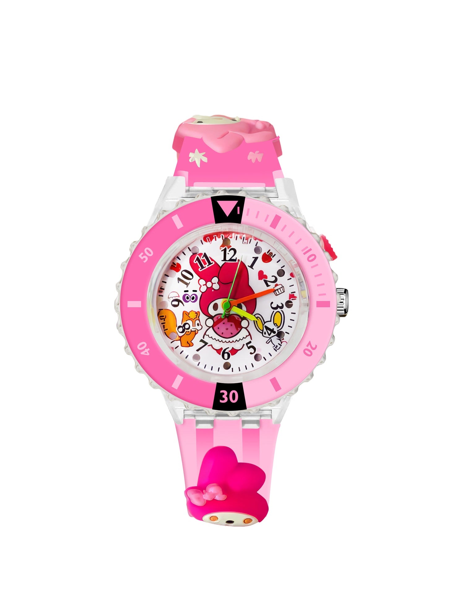 LOOKHAA Kids 3D Cartoon My Melody Multi Color Analog LED Lights Watch for Girls Kids- pNK lookhaa