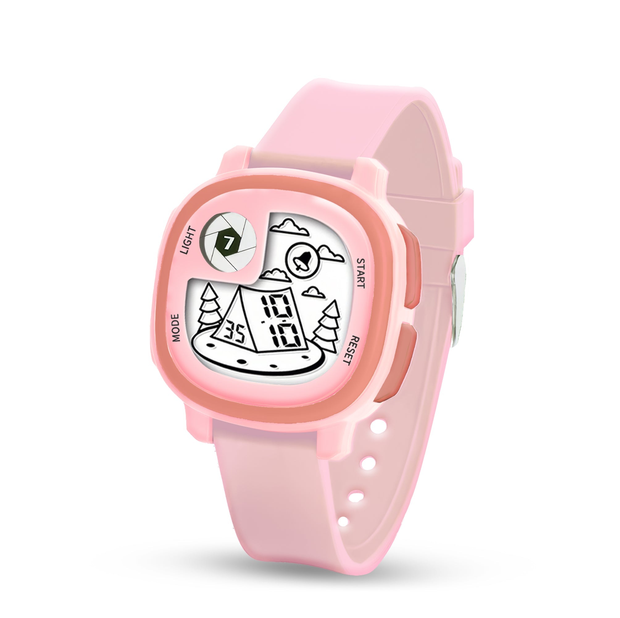 Lookhaa Cute Digital Multifunctional Stylish Dial LCD Watch with High Quality Silicone Strap Kids Digital Watch - For Girl (Pink) lookhaa