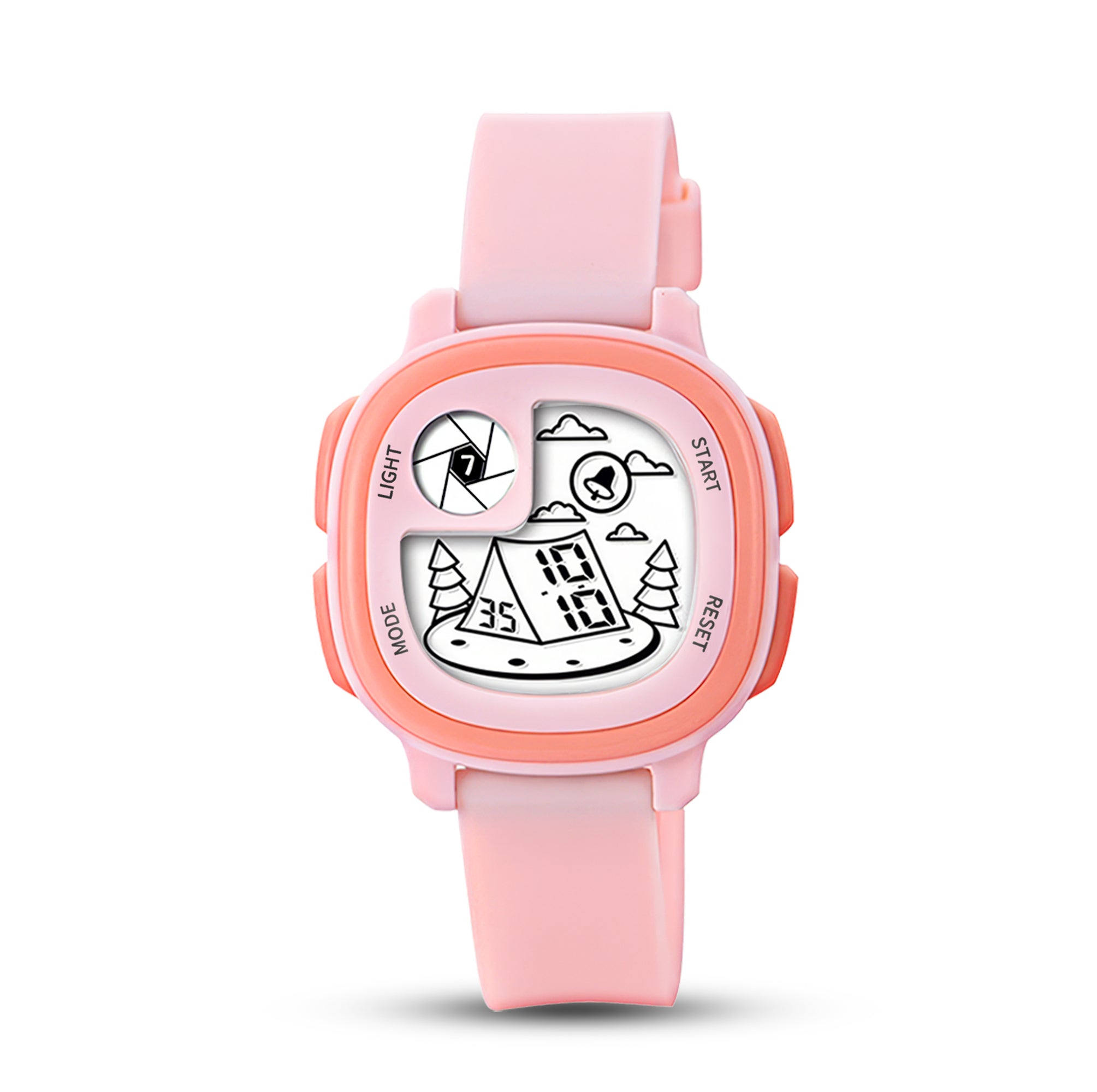 Lookhaa Cute Digital Multifunctional Stylish Dial LCD Watch with High Quality Silicone Strap Kids Digital Watch - For Girl (Pink) lookhaa