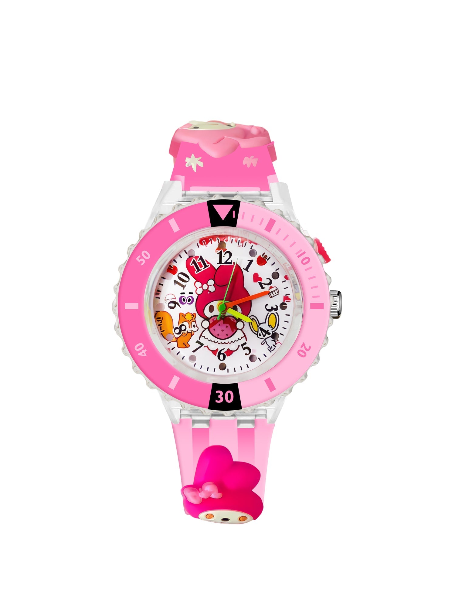 LOOKHAA Kids 3D Cartoon My Melody Multi Color Analog LED Lights Watch for Girls Kids- Pink lookhaa