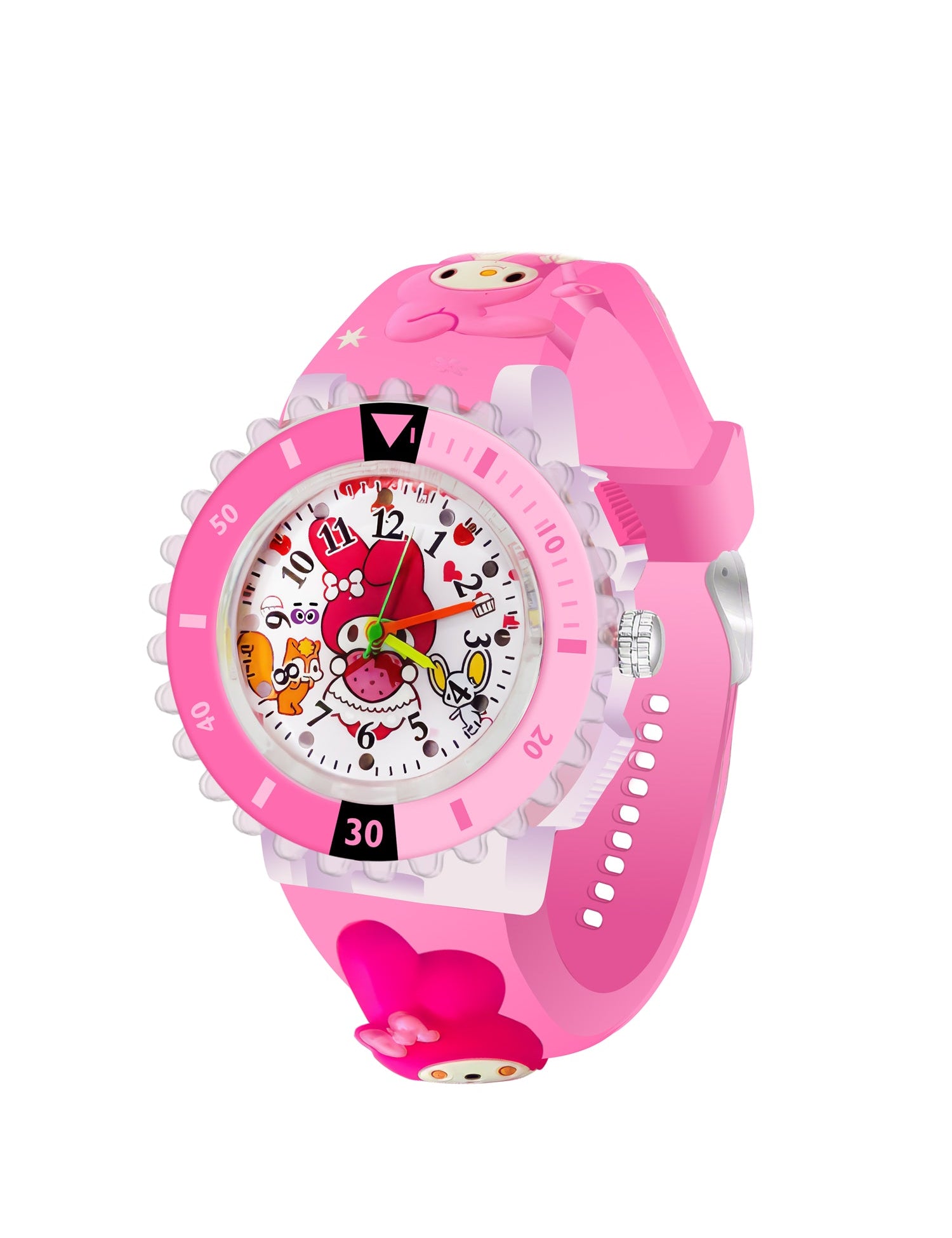 LOOKHAA Kids 3D Cartoon My Melody Multi Color Analog LED Lights Watch for Girls Kids- pNK lookhaa