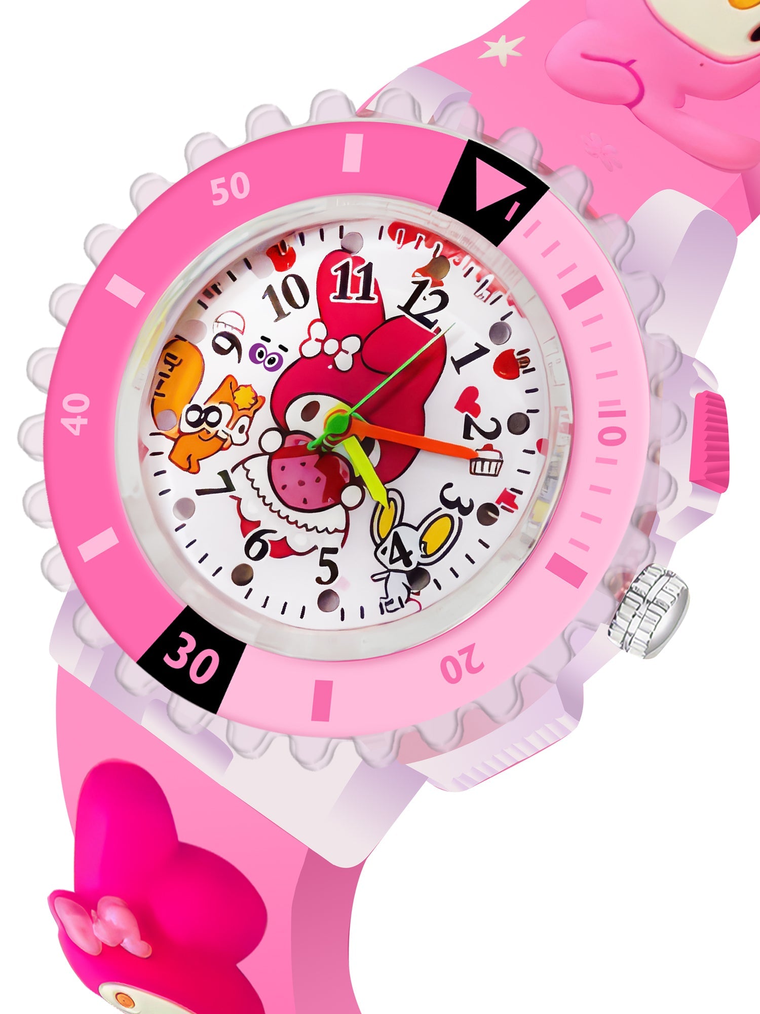 LOOKHAA Kids 3D Cartoon My Melody Multi Color Analog LED Lights Watch for Girls Kids- Pink lookhaa