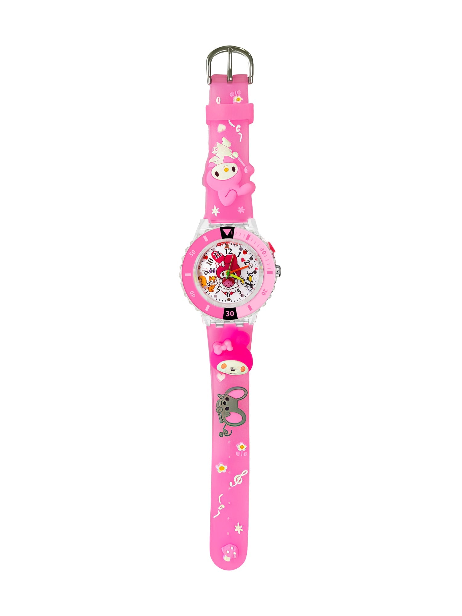 LOOKHAA Kids 3D Cartoon My Melody Multi Color Analog LED Lights Watch for Girls Kids- pNK lookhaa