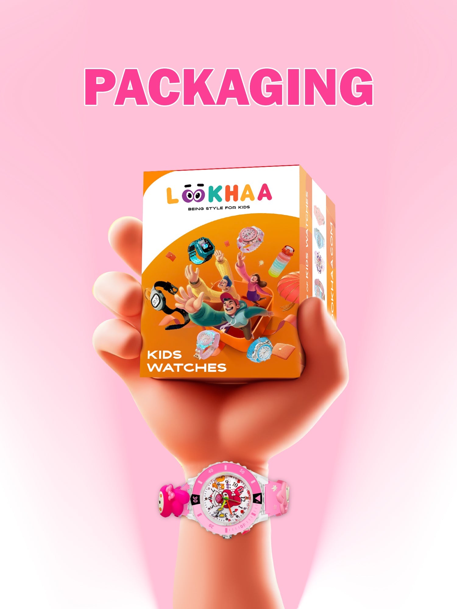 LOOKHAA Kids 3D Cartoon My Melody Multi Color Analog LED Lights Watch for Girls Kids- Pink lookhaa