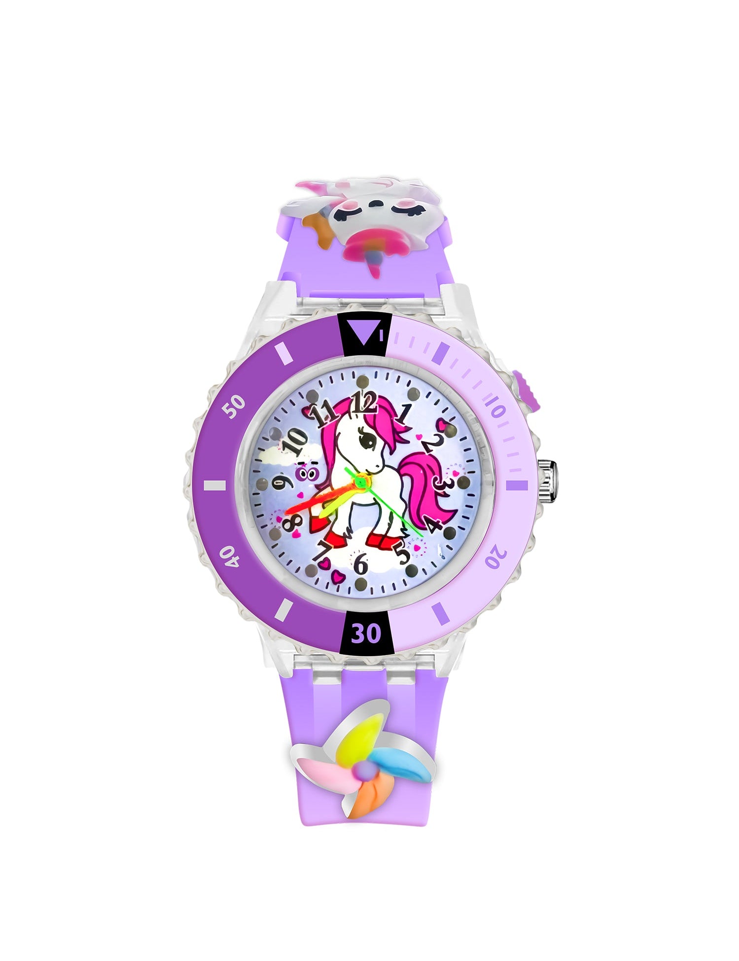 LOOKHAA Kids 3D Cartoon My Melody Multi Color Analog LED Lights Watch for Girls Kids- Purple lookhaa