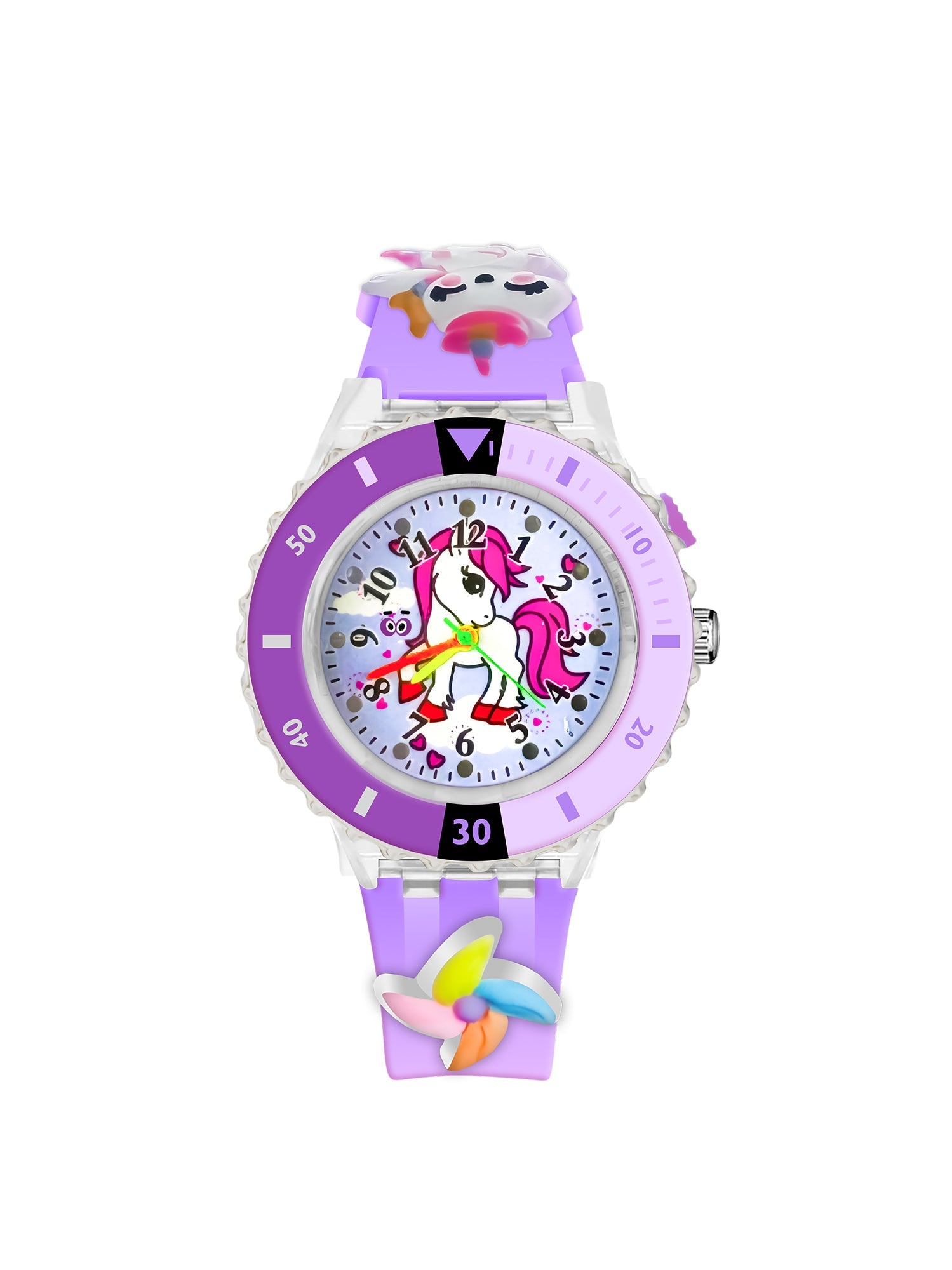 LOOKHAA Kids 3D Cartoon My Melody Multi Color Analog LED Lights Watch for Girls Kids- Purple lookhaa