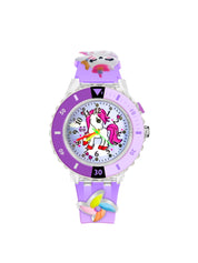 LOOKHAA Kids 3D Cartoon My Melody Multi Color Analog LED Lights Watch for Girls Kids- Purple lookhaa