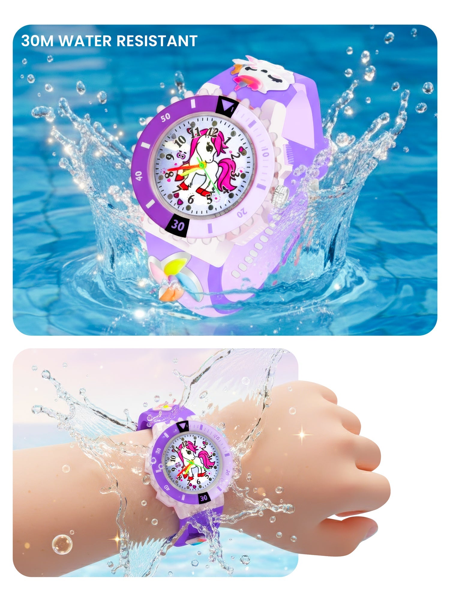 LOOKHAA Kids 3D Cartoon My Melody Multi Color Analog LED Lights Watch for Girls Kids- Purple lookhaa