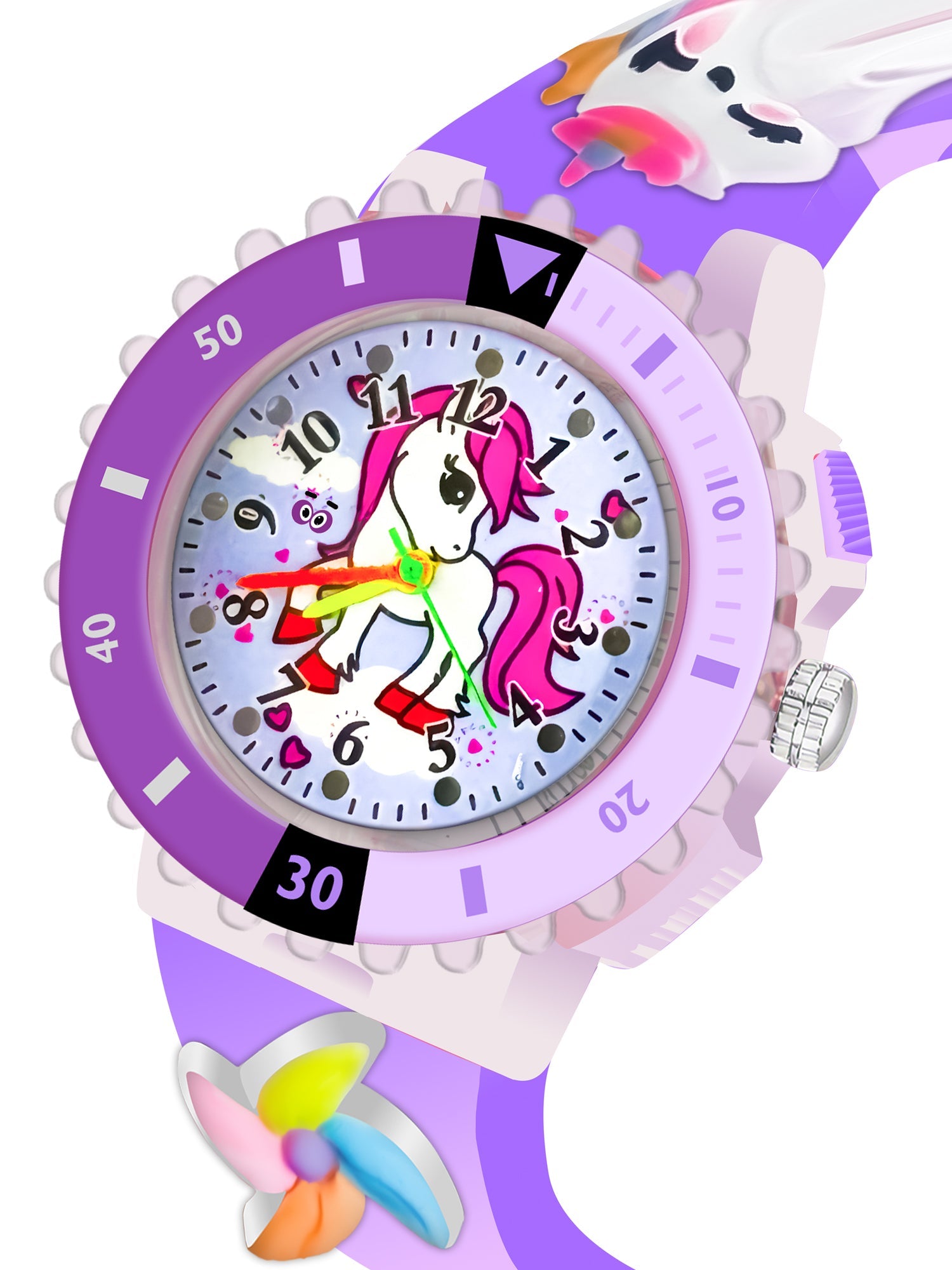 LOOKHAA Kids 3D Cartoon My Melody Multi Color Analog LED Lights Watch for Girls Kids- Purple lookhaa