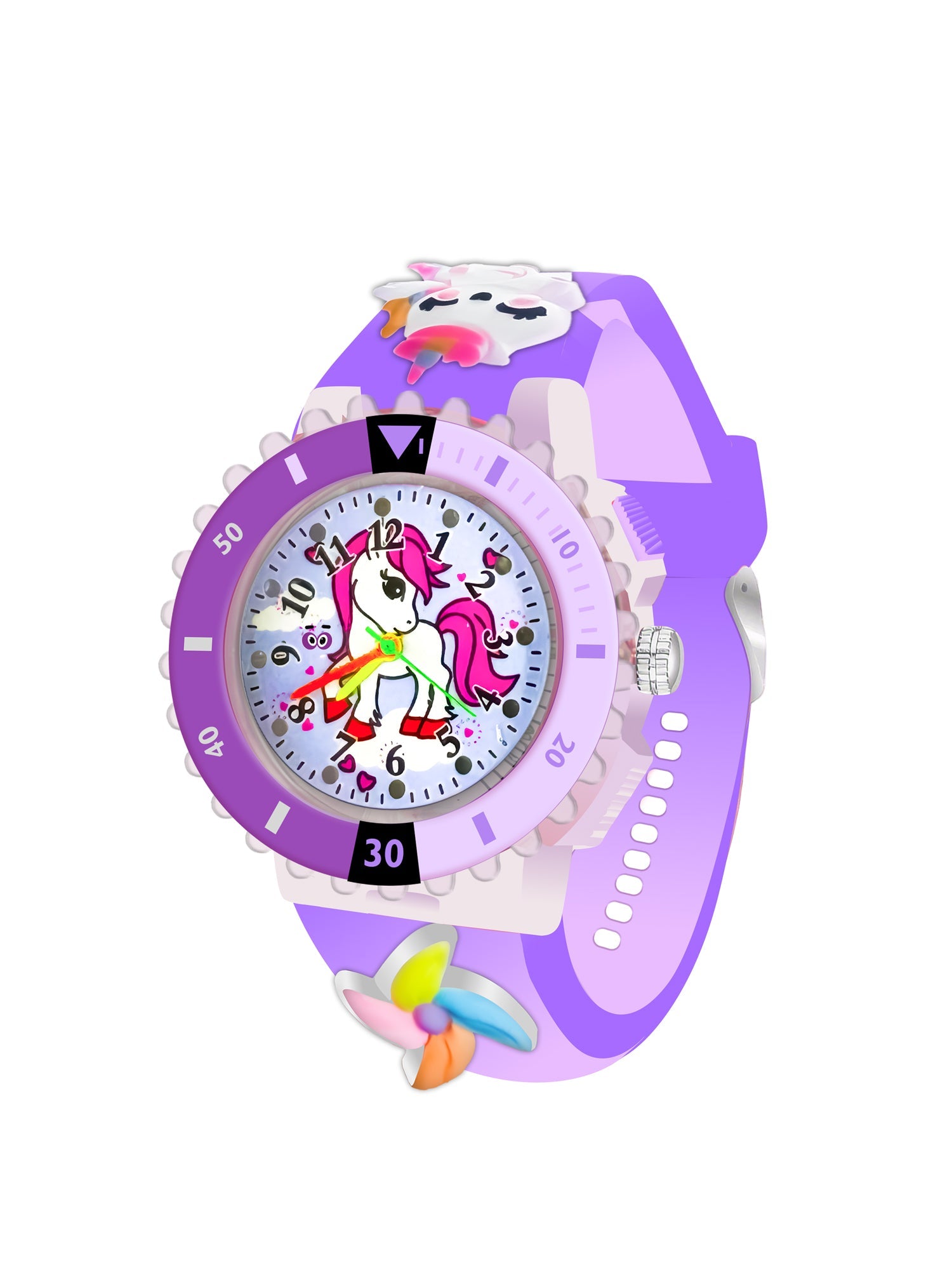 LOOKHAA Kids 3D Cartoon My Melody Multi Color Analog LED Lights Watch for Girls Kids- Purple lookhaa
