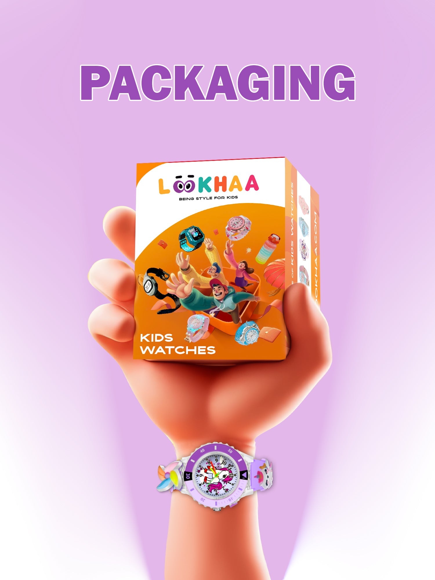 LOOKHAA Kids 3D Cartoon My Melody Multi Color Analog LED Lights Watch for Girls Kids- Purple lookhaa