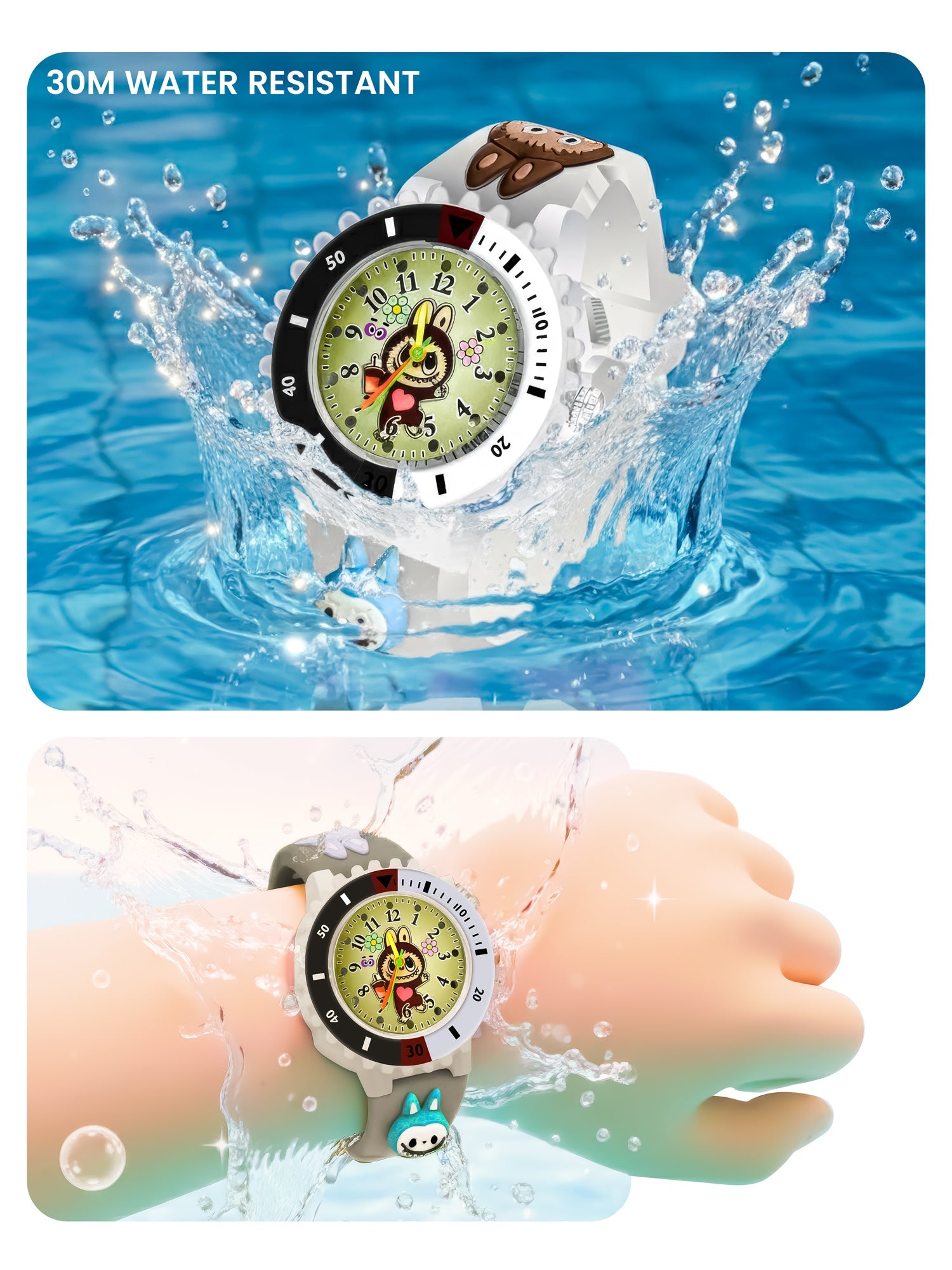 LOOKHAA Kids 3D Cartoon My Melody Multi Color Analog LED Lights Watch for Girls Kids- Black lookhaa