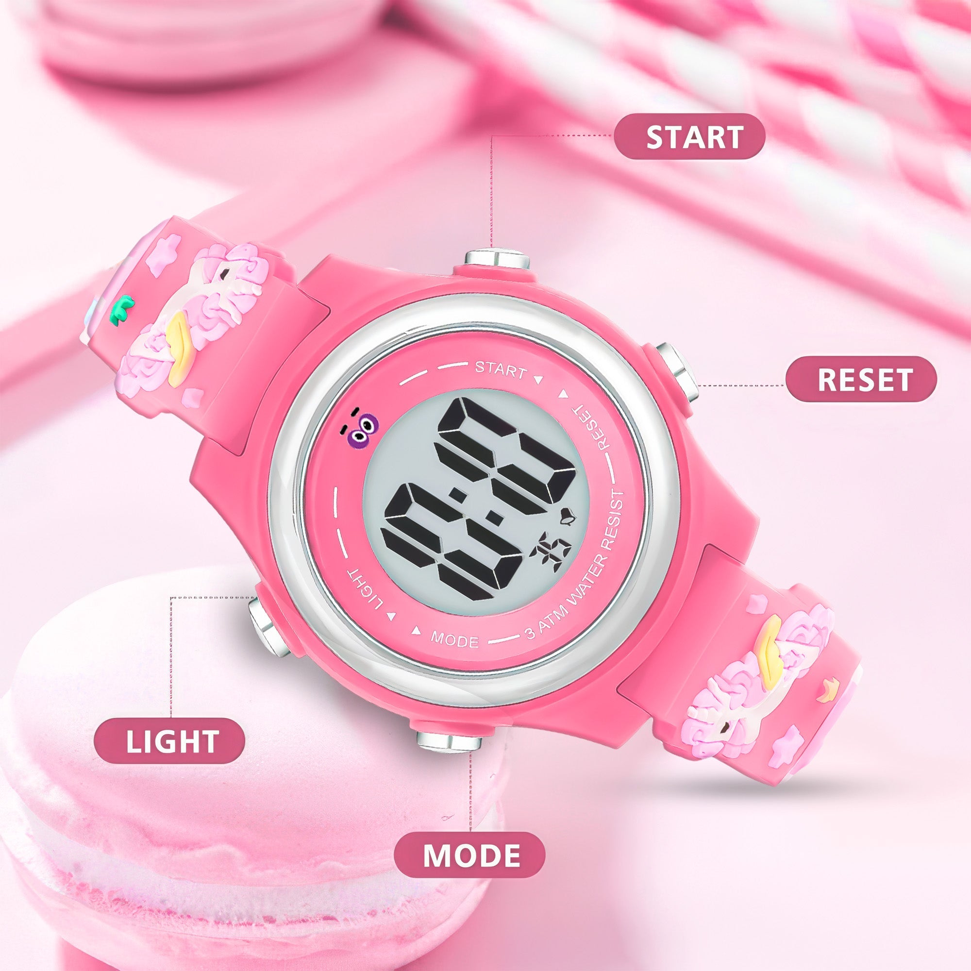 LOOKHAA Kids Stylish 3D Pink Unicorn Digital LED Sport Watch - Pink lookhaa