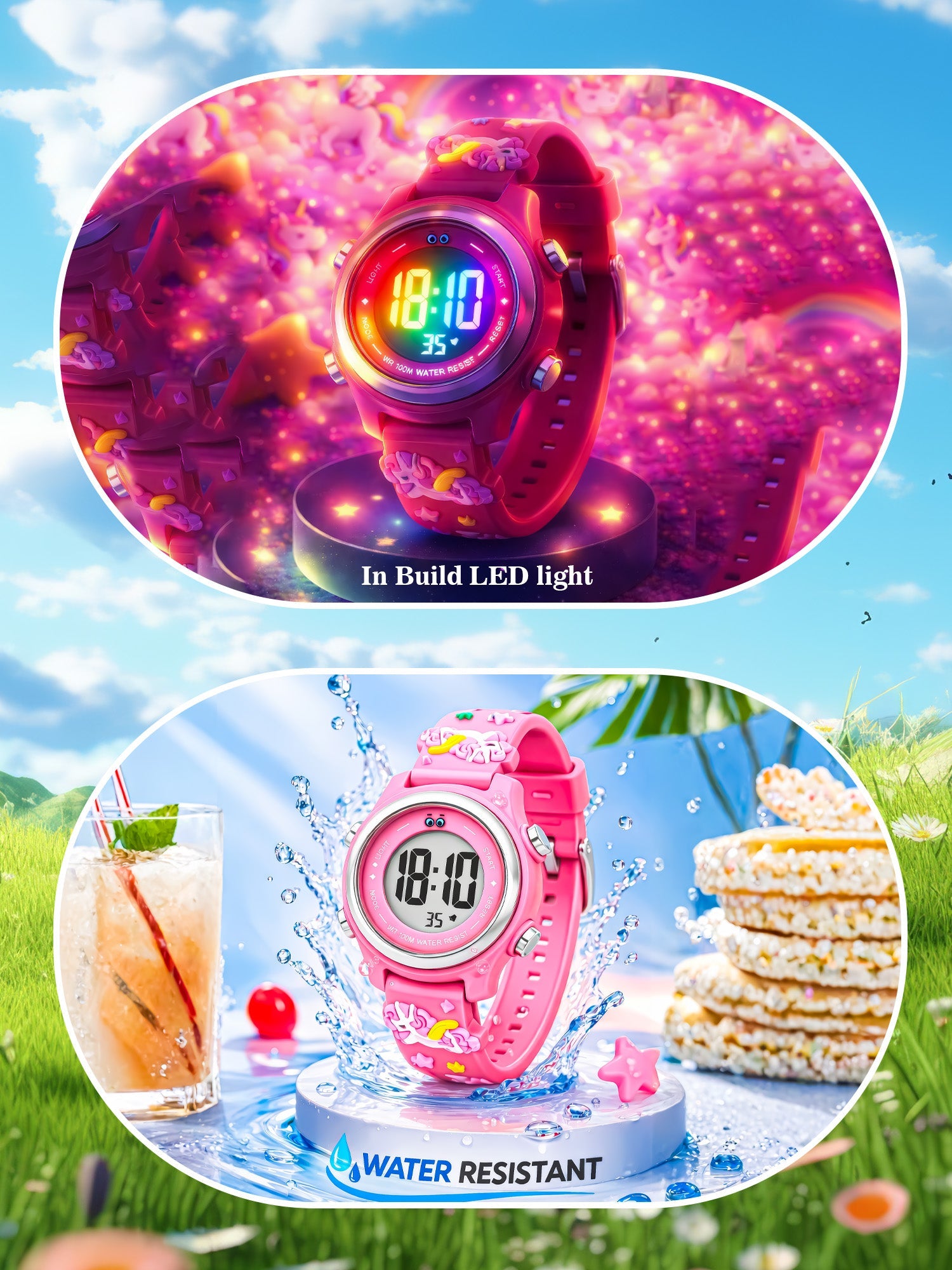 LOOKHAA Kids Stylish 3D Pink Unicorn Digital LED Sport Watch - Pink lookhaa