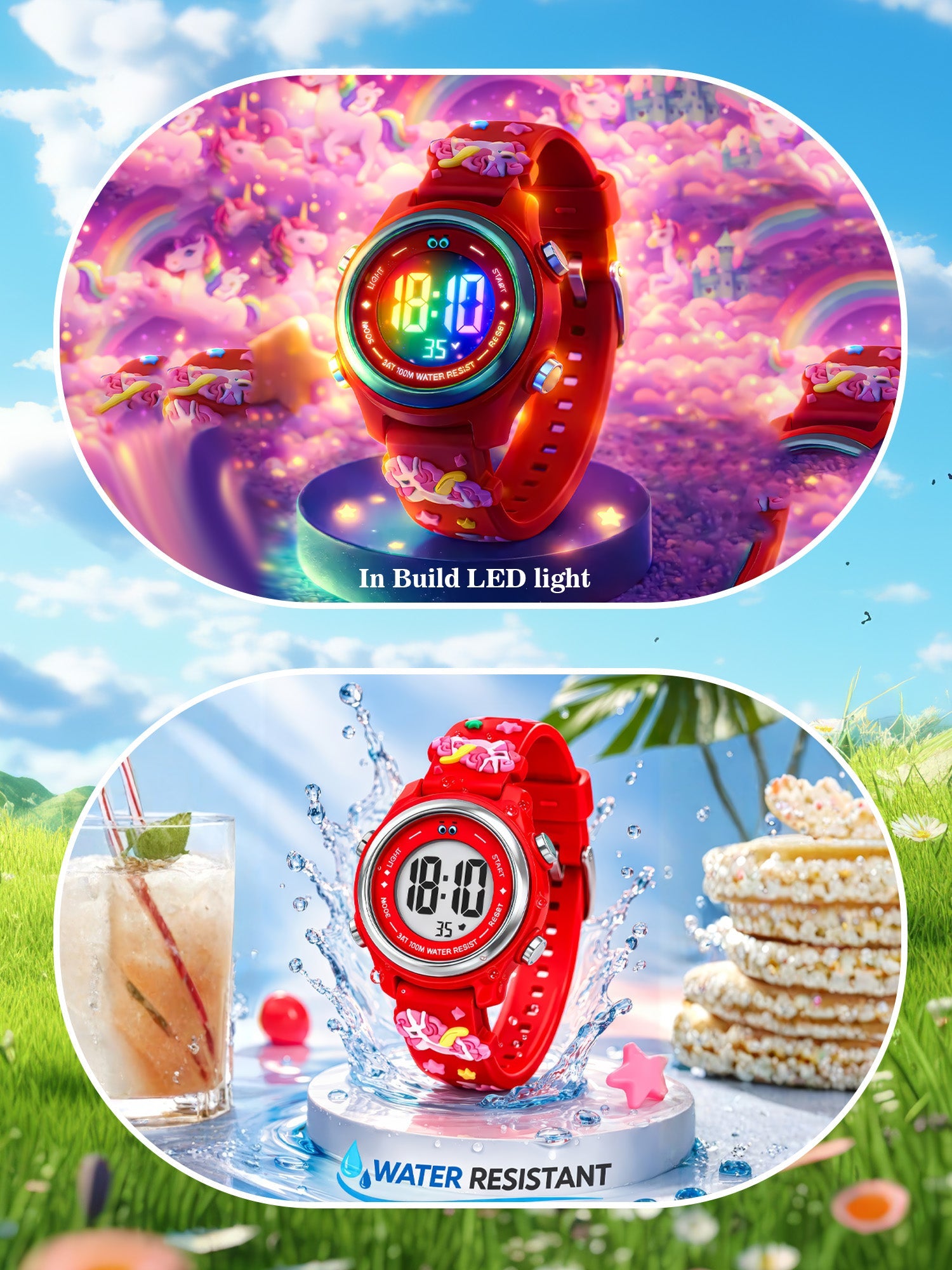 LOOKHAA Kids Stylish 3D Red Unicorn Digital LED Sport Watch - Red lookhaa
