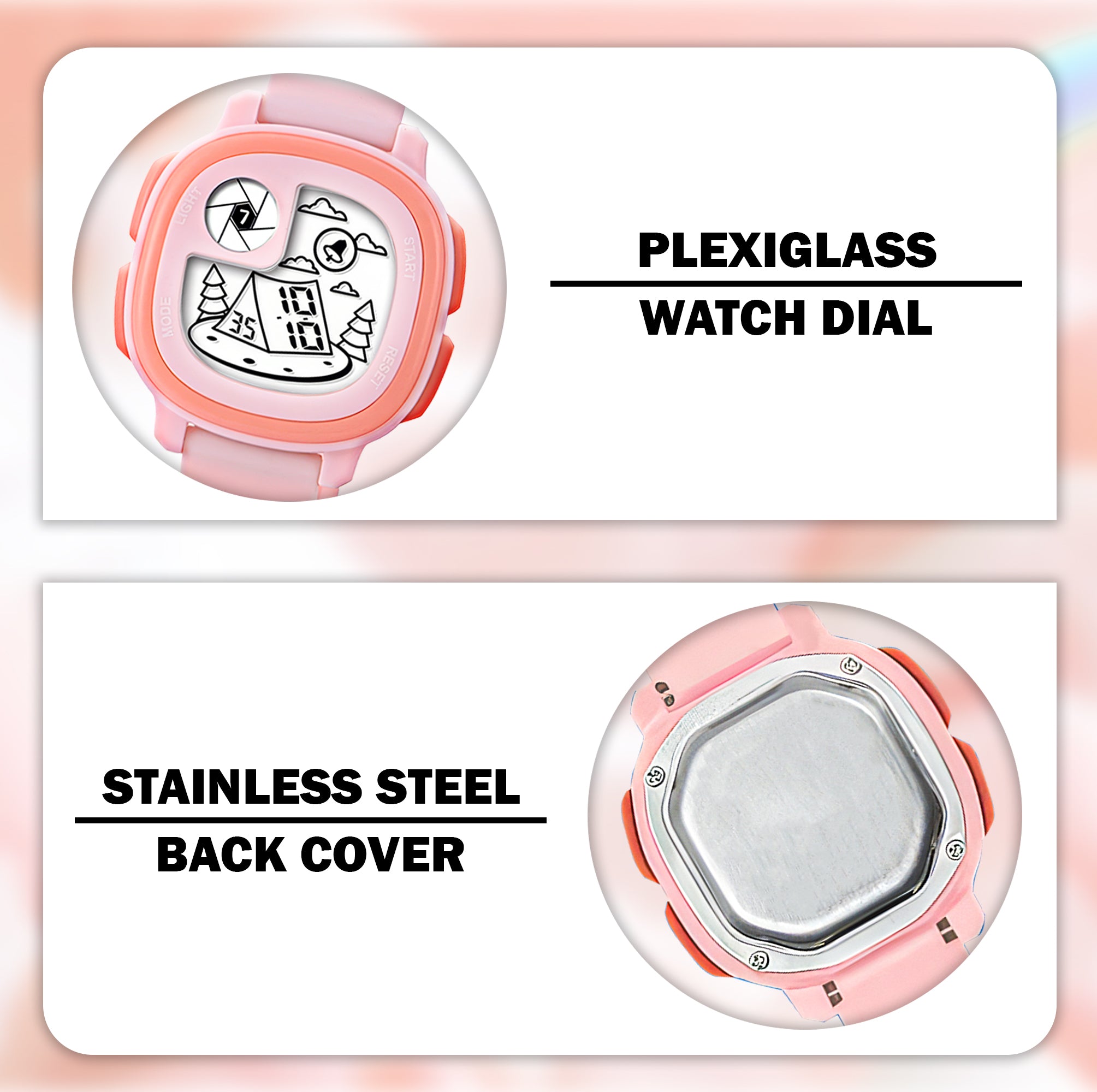 Lookhaa Cute Digital Multifunctional Stylish Dial LCD Watch with High Quality Silicone Strap Kids Digital Watch - For Girl (Pink) lookhaa