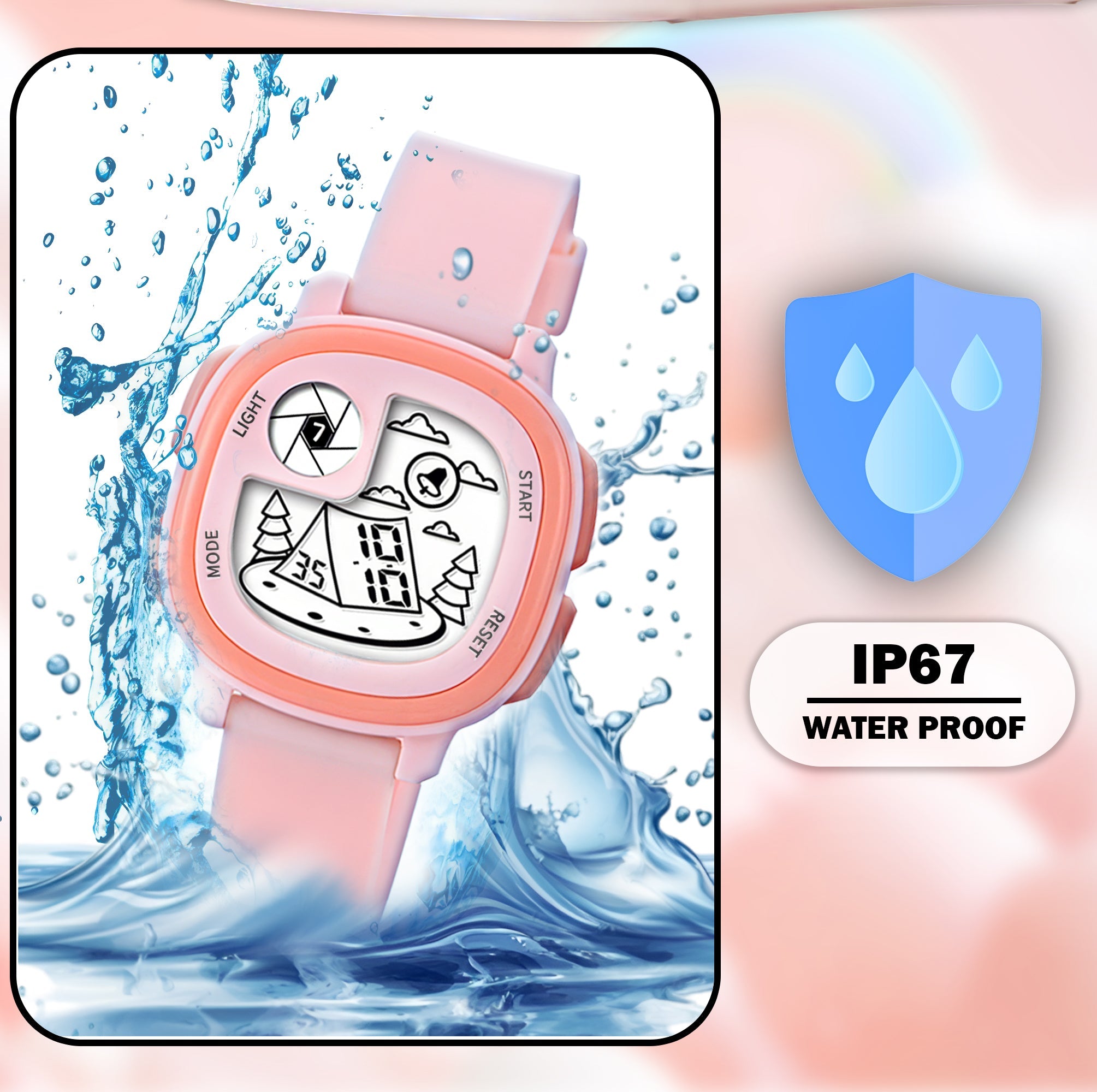 Lookhaa Cute Digital Multifunctional Stylish Dial LCD Watch with High Quality Silicone Strap Kids Digital Watch - For Girl (Pink) lookhaa