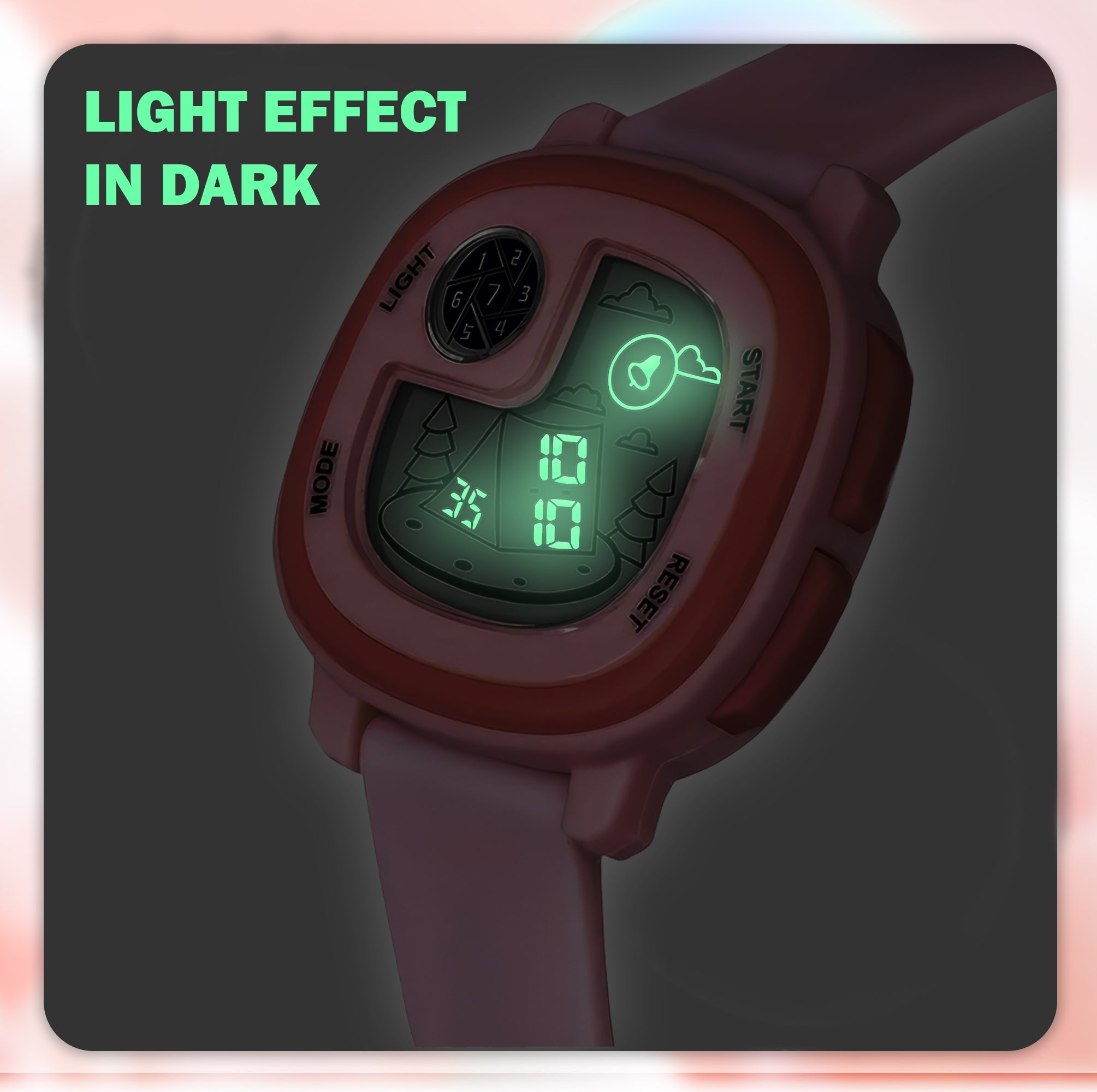 Lookhaa Cute Digital Multifunctional Stylish Dial LCD Watch with High Quality Silicone Strap Kids Digital Watch - For Girl (Pink) lookhaa