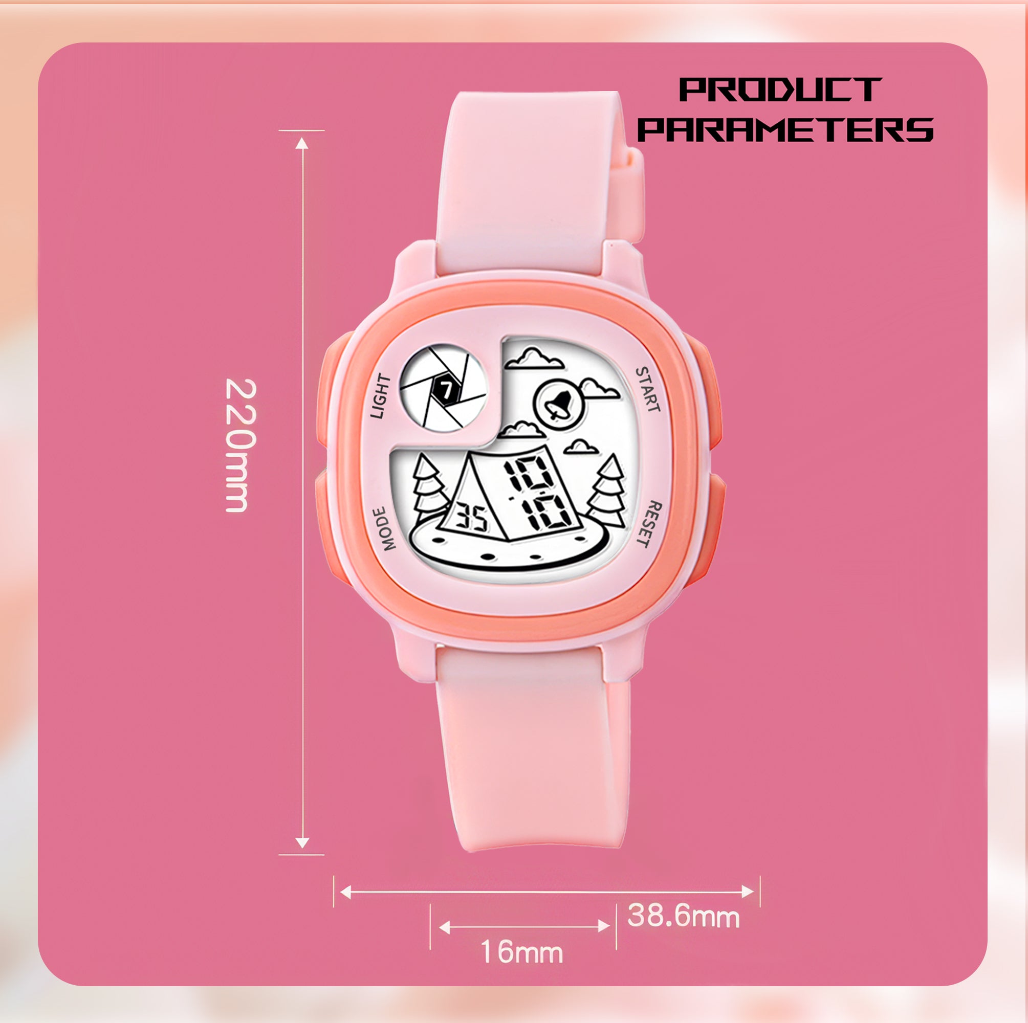 Lookhaa Cute Digital Multifunctional Stylish Dial LCD Watch with High Quality Silicone Strap Kids Digital Watch - For Girl (Pink) lookhaa