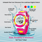 LOOKHAA Girls Kids Multicolor Light Digital Sport Wrist Watch