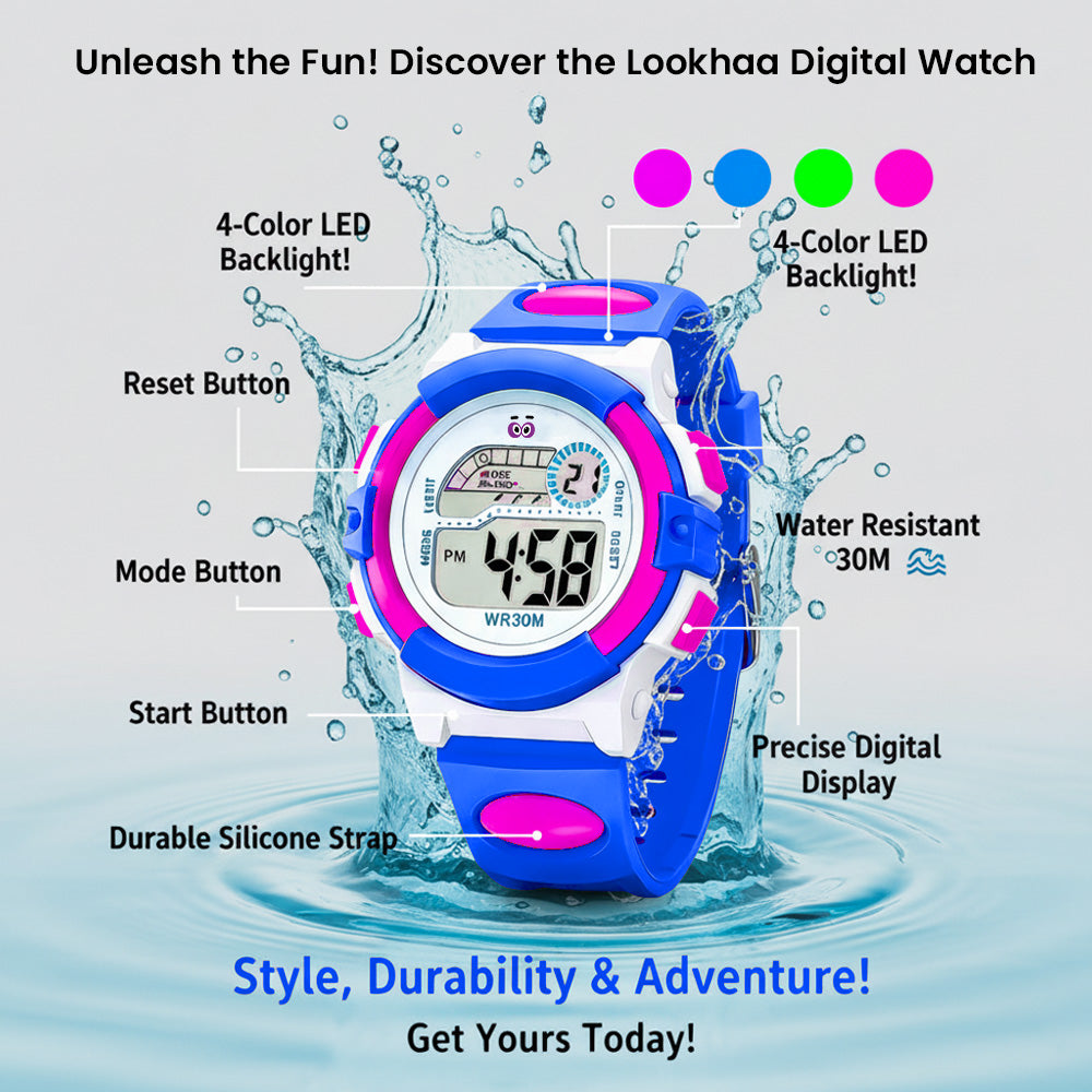LOOKHAA Boys Kids Multicolor Light Digital Sport Wrist Watch