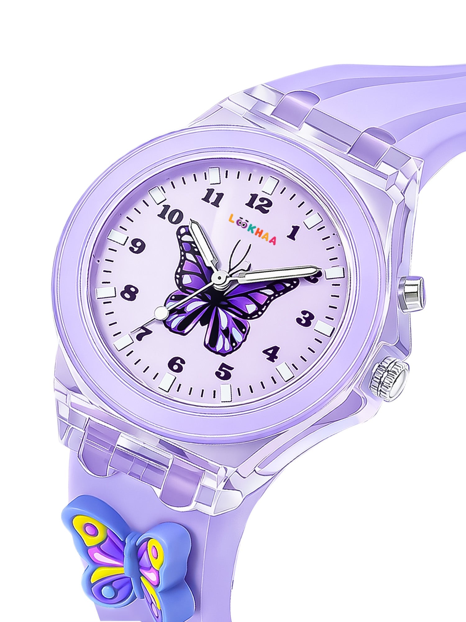 LOOKHAA Kids Beautiful Butterfly 7 Disco Light Analog Watch for Girls lookhaa