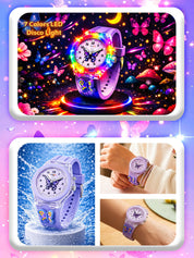 LOOKHAA Kids Beautiful Butterfly 7 Disco Light Analog Watch for Girls lookhaa