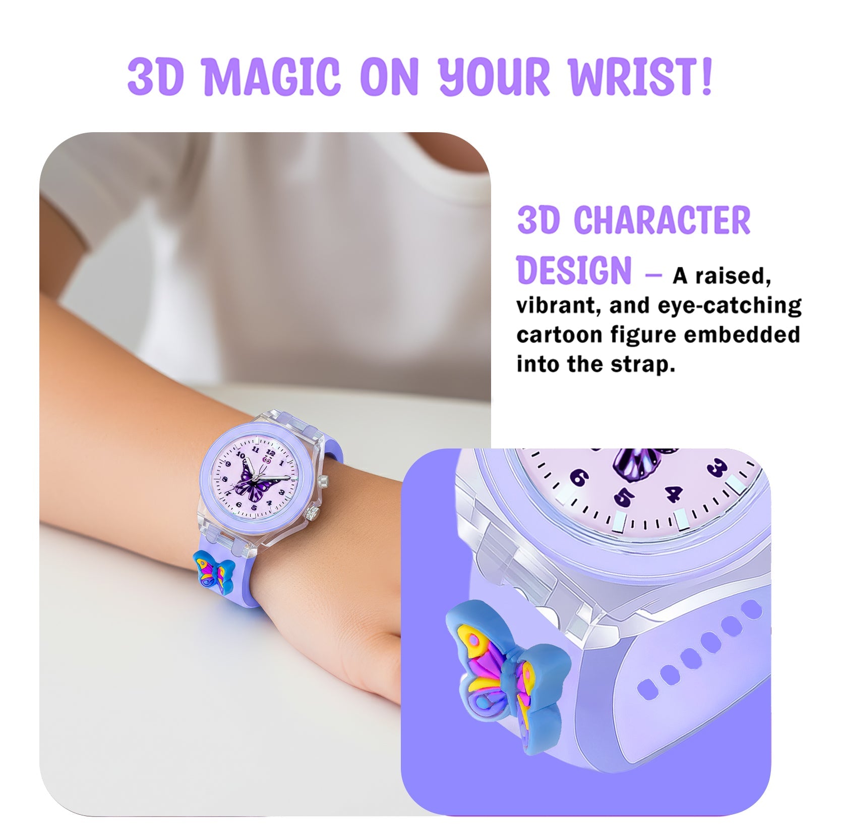 LOOKHAA Kids Beautiful Butterfly  7 Disco Light Analog Watch for Girls lookhaa