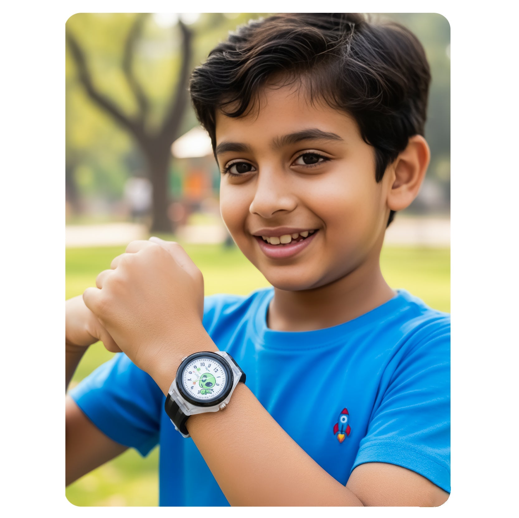 LOOKHAA Kids Fun Alien Character 7 Disco Light Analog Watch lookhaa