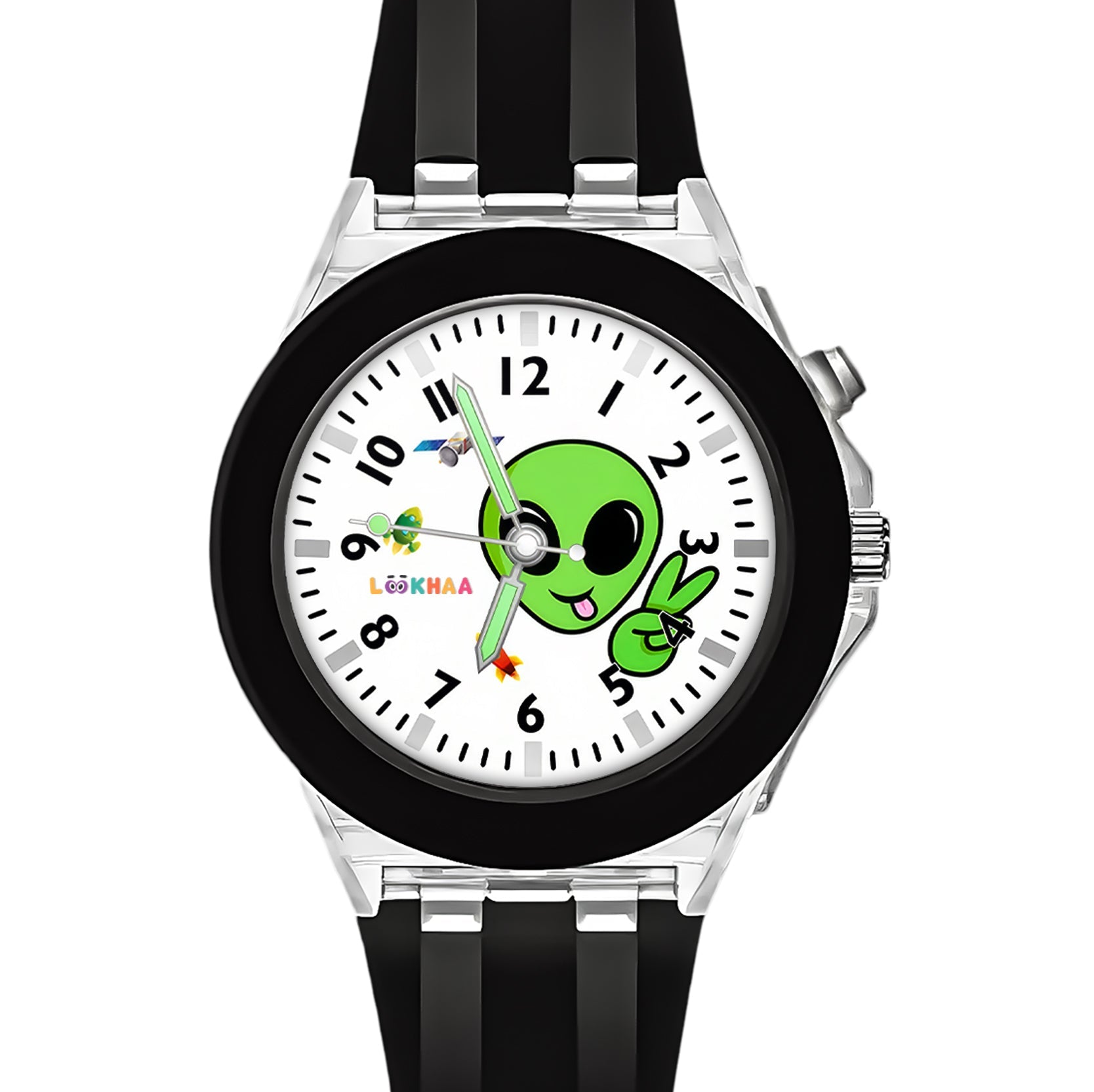LOOKHAA Kids Fun Alien Character 7 Disco Light Analog Watch lookhaa