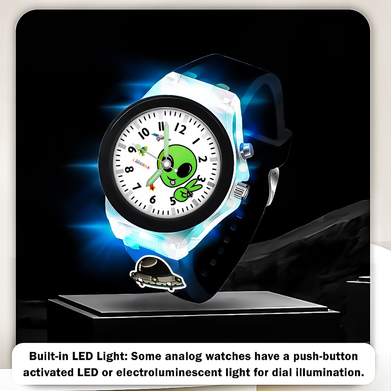 LOOKHAA Kids Fun Alien Character 7 Disco Light Analog Watch lookhaa