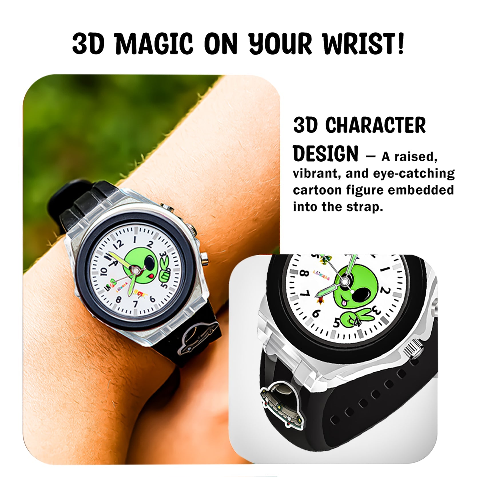 LOOKHAA Kids Fun Alien Character 7 Disco Light Analog Watch lookhaa