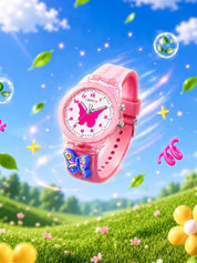 LOOKHAA Kids Beautiful Butterfly 7 Disco Light Analog Watch for Girls lookhaa