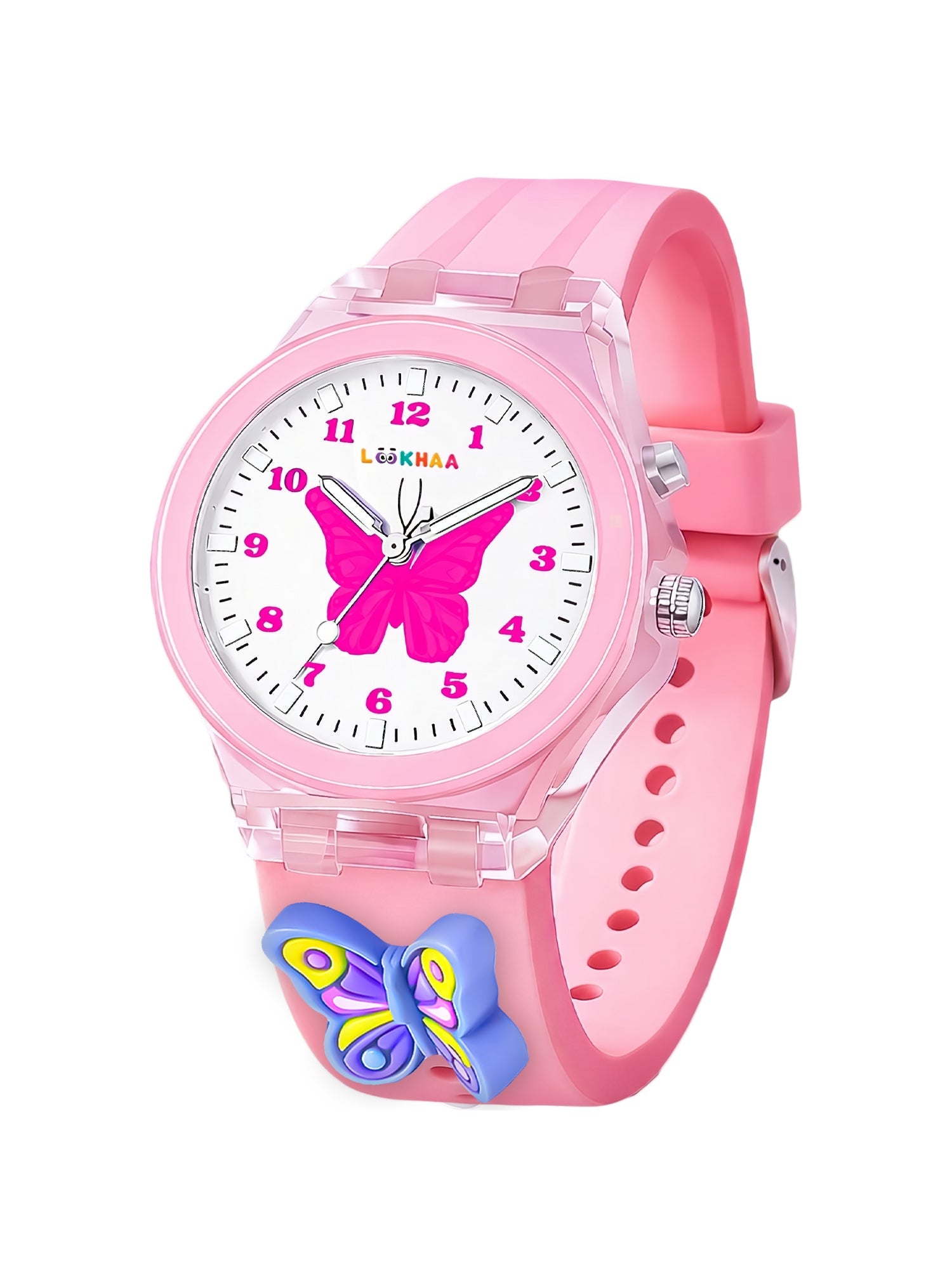 LOOKHAA Kids Beautiful Butterfly 7 Disco Light Analog Watch for Girls lookhaa