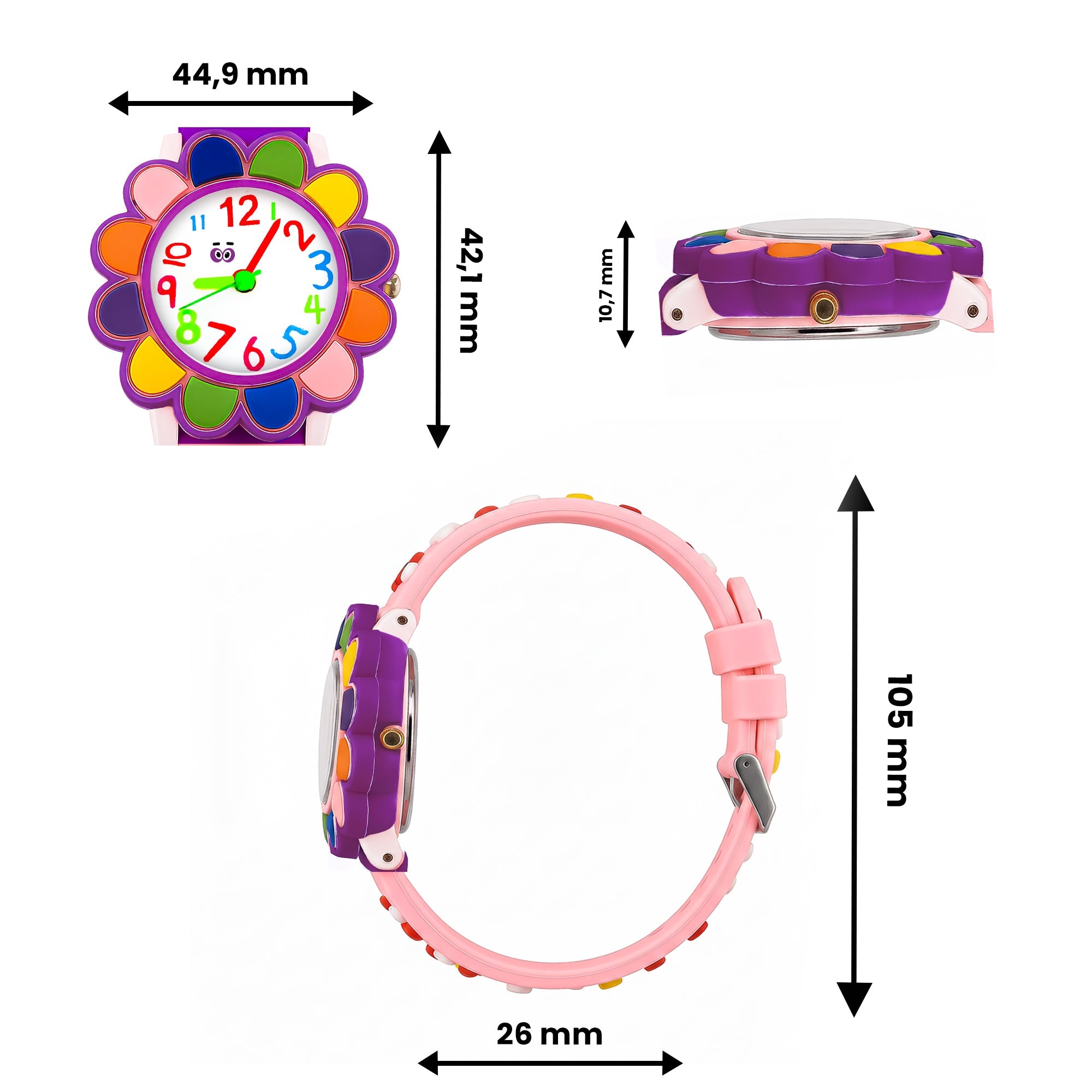 LOOKHAA Kids Colorful Flower Analog Watch for Girls lookhaa