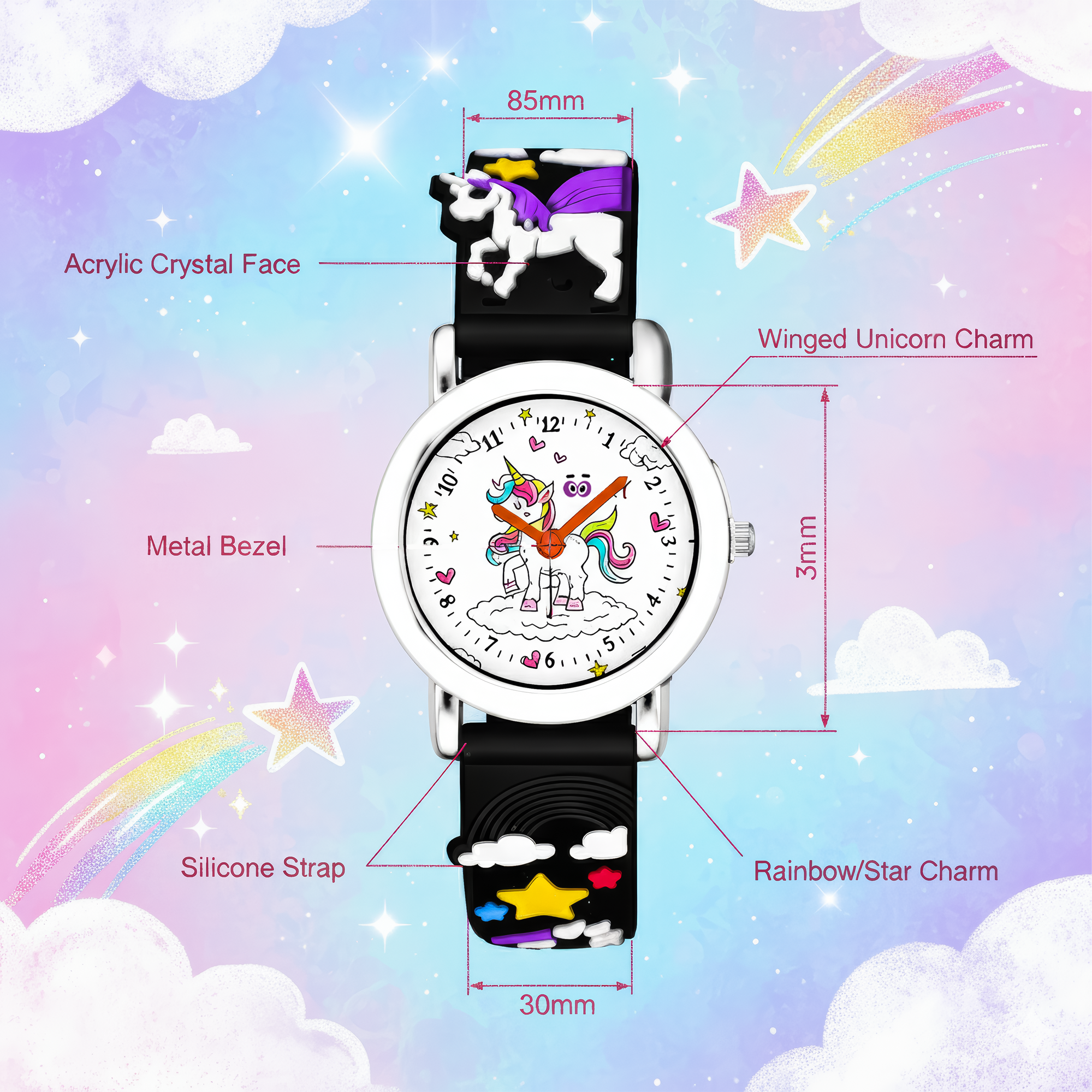 LOOKHAA Kids Girls Unicorn Theme Analog Wrist Watch lookhaa
