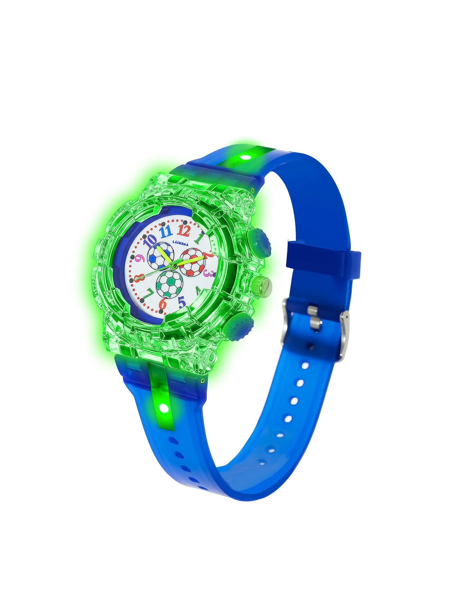 LOOKHAA Kids’ Football -Themed Multicolor LED Lights Analog Watch - Blue